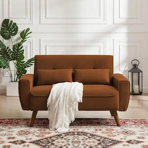 66.14 in. W Orange Solid Colour Polyester 2-Seater Loveseat with Metal Legs