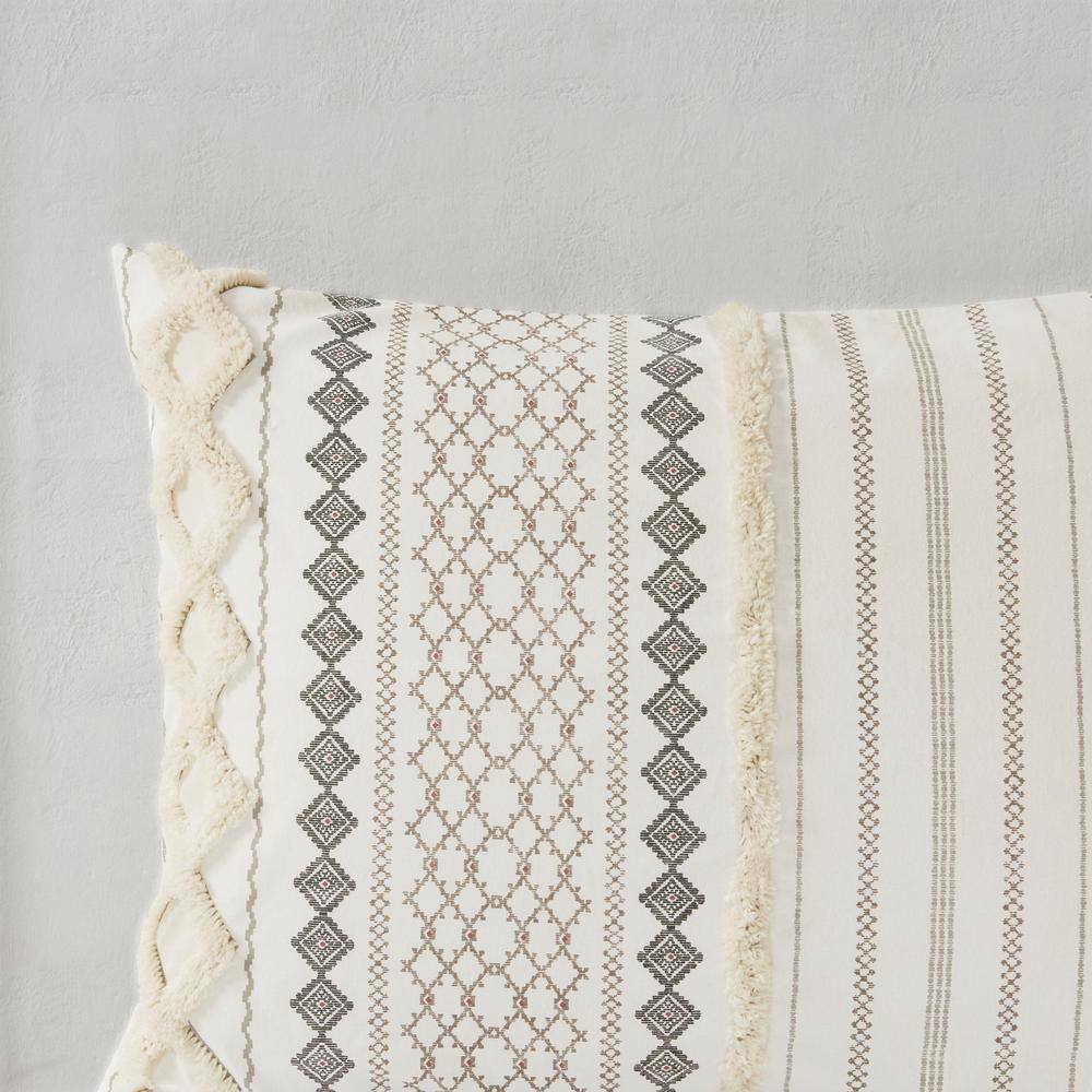 Ivory King Cotton Reversible Comforter Set with Chenille