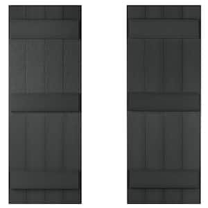 14 in. x 51 in Recycled Plastic Board and Batten Stonecroft Shutter Pair in Black