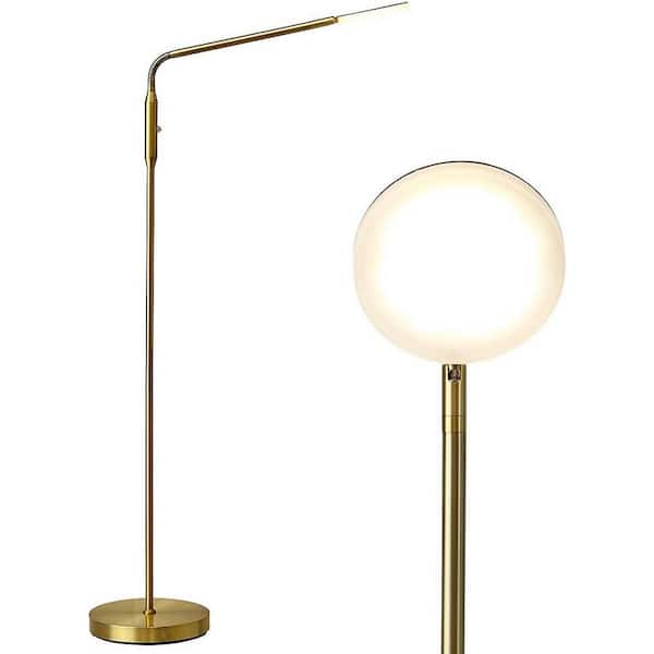 50 in. Gold Dimmable Standard LED Floor Lamp for living rooms with Adjustable Color Temperature and Rotatable Gooseneck.