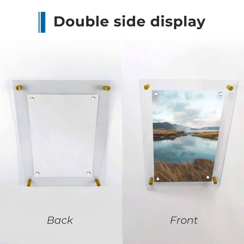 Gold 12x14 Acrylic Floating Wall Frame for 8x10 Art