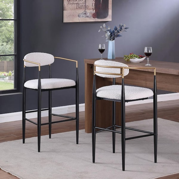 2-Piece Metal Outdoor Bar Stools with Iron Frame