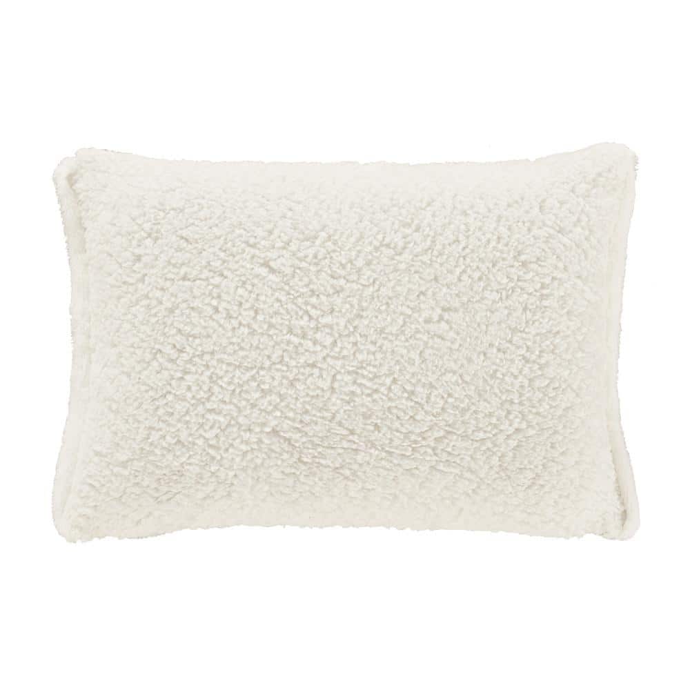 White Quilted Braided Knit Rectangular Throw Pillow