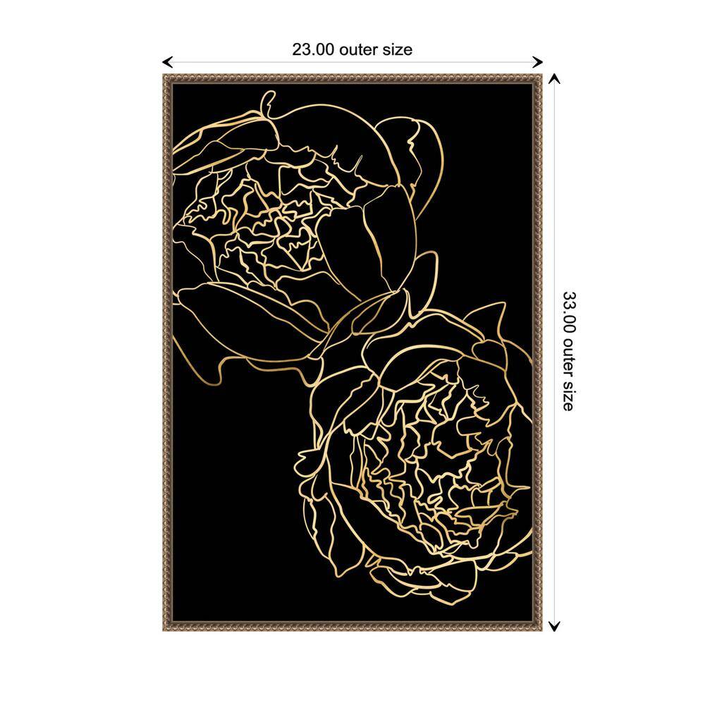 Gold and Black Beaded Framed Canvas Wall Art, 23"x33"