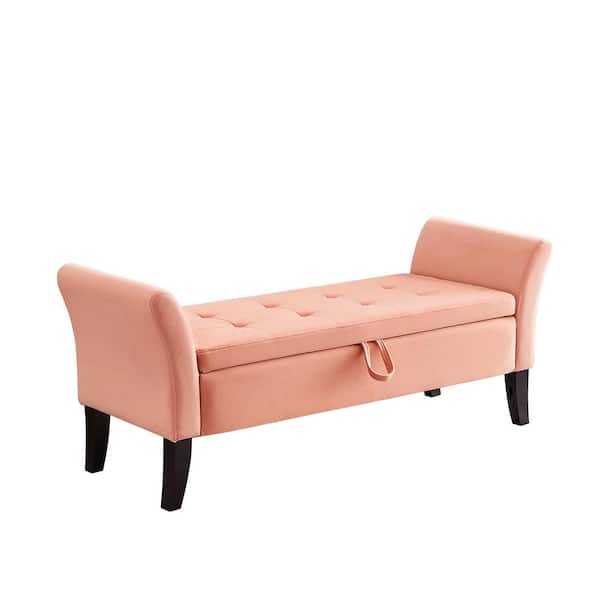 JAYDEN CREATION Telmo Contemporary Pink Velvet Wide Bench with Storage