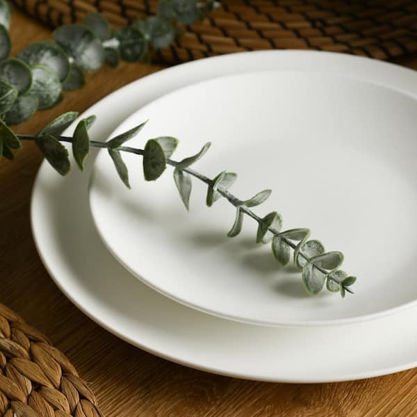 Stone Lain Taglit 24-Piece Matte White Bone China Dinnerware Set