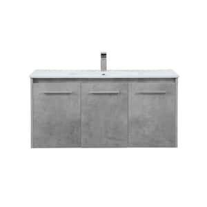 Simply Living 40 in. W x 18.31 in. D x 19.69 in. H Bath Vanity in Concrete Grey with White Resin Top