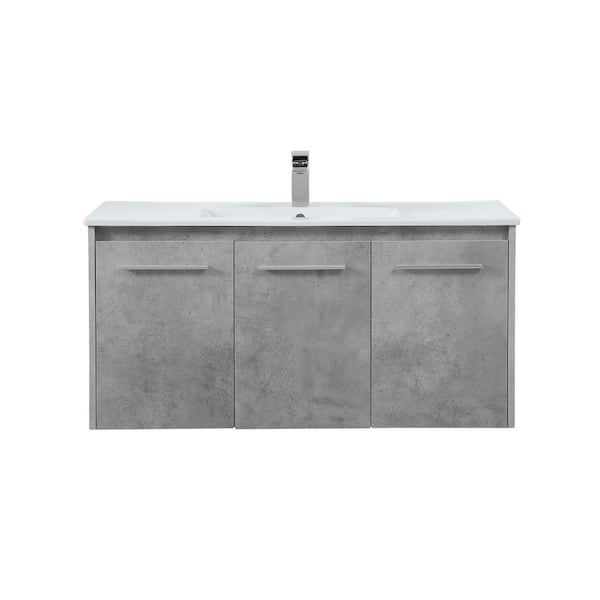Unbranded Simply Living 40 in. W x 18.31 in. D x 19.69 in. H Bath Vanity in Concrete Grey with White Resin Top