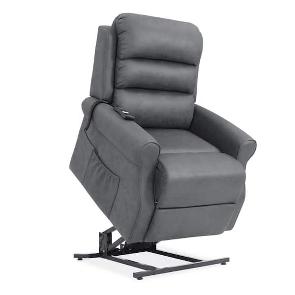 ProLounger Power Recline and Lift Chair in Slate Gray Suede-like Fabric