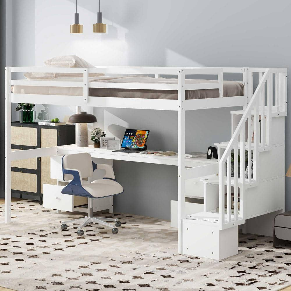 Bunk bed with desk white best sale