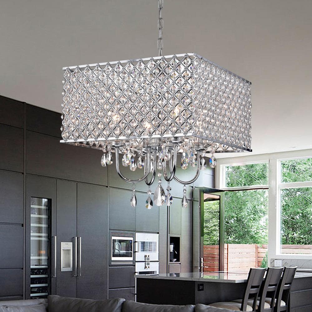 Royal 17" Chrome and Crystal Drum Chandelier