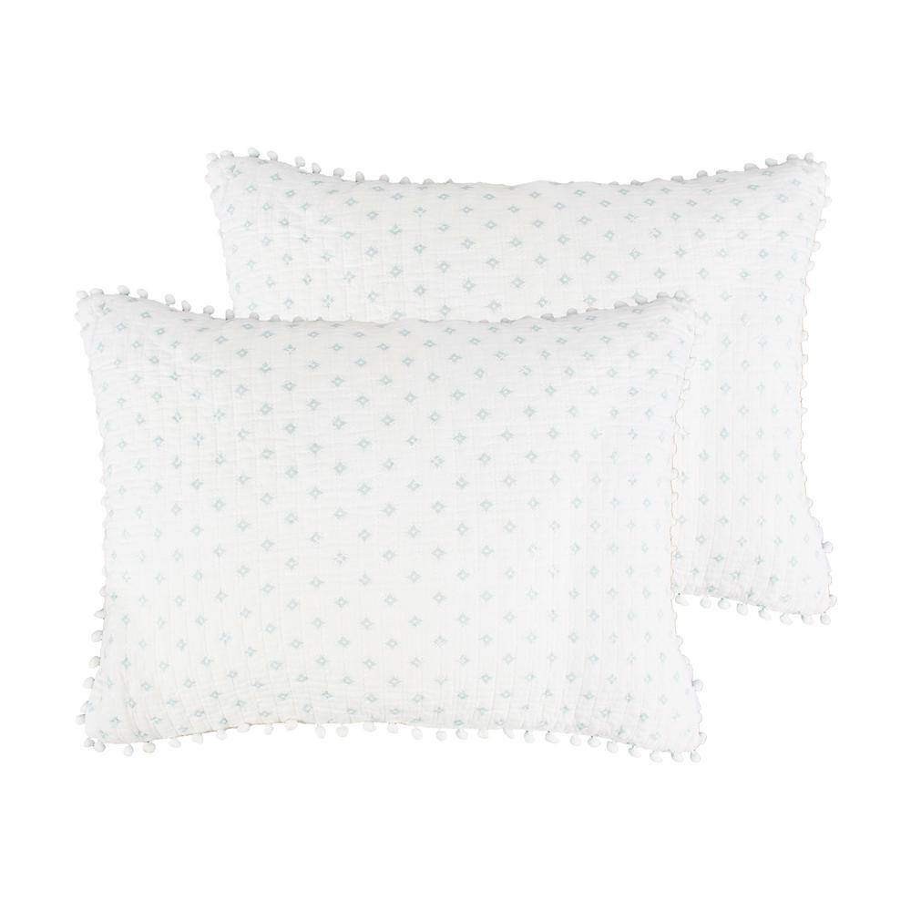 King Blue Cotton Reversible Quilt Set