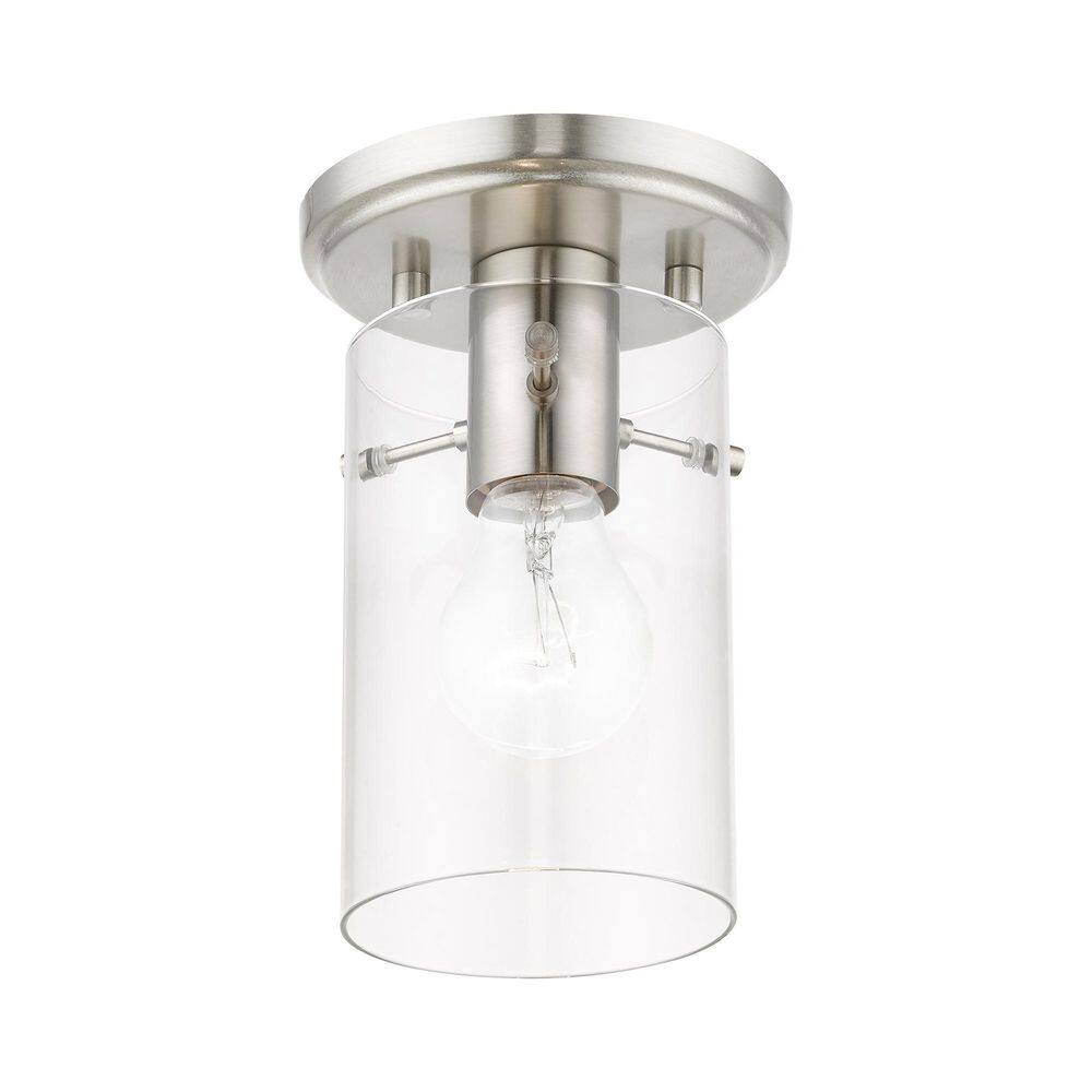 Munich Contemporary Brushed Nickel 1-Light Indoor/Outdoor Flush Mount