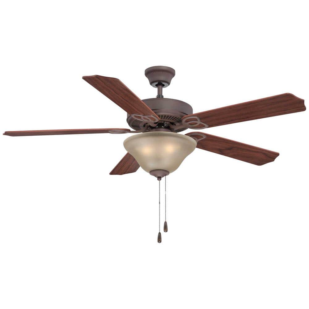 52 in. 3-Light Antique Bronze Ceiling Fan with Light and Reversible Rosewood/Walnut Blades and Sepia Glass Shades price history on PriceWatchPro