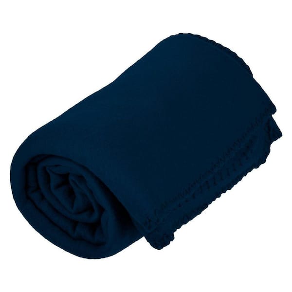 Imperial Home 50 in. x 60 in. Navy Blue Super Soft Fleece Throw