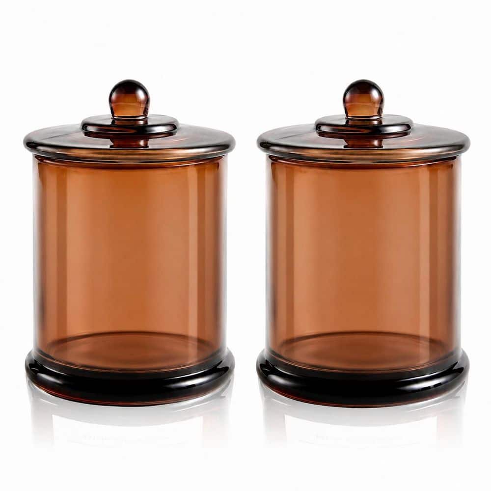 2-Pack Amber Glass Q-Tip Holder Dispenser with Airtight Lids, 16 Oz Vanity Bathroom Storage Jars Qtip price history on PriceWatchPro
