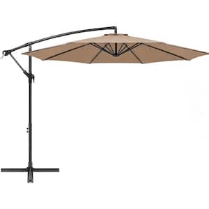10 ft. Aluminum Market Outdoor Hanging Patio Umbrella in Tan