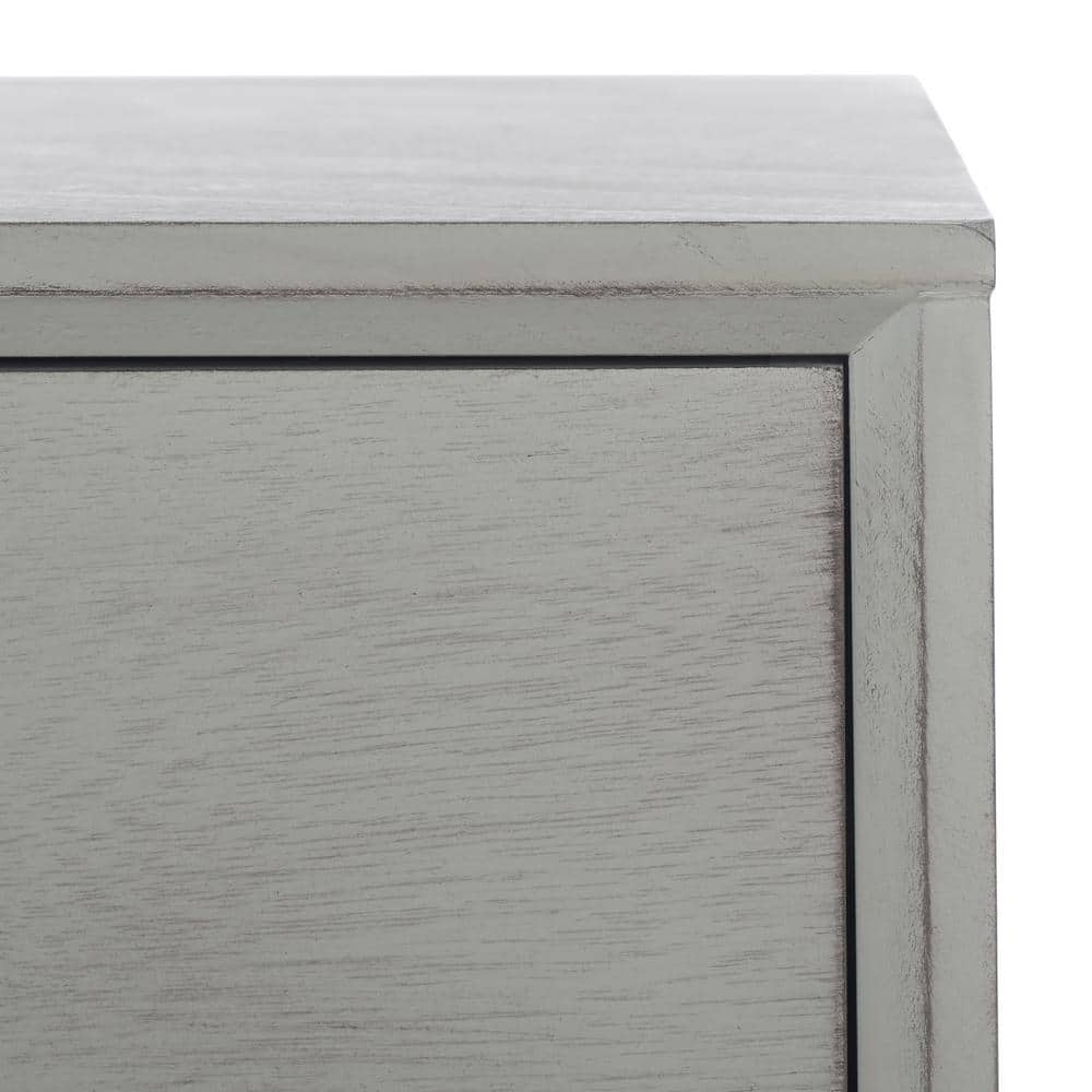 Distressed Grey Wood Mid-Century Writing Desk with Drawer