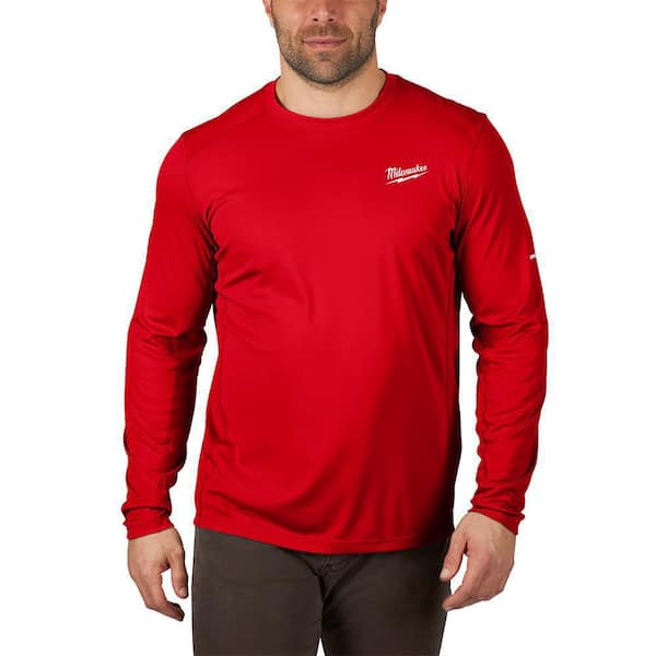 Milwaukee Men's WORKSKIN Large Red Lightweight Performance Long-Sleeve T-Shirt