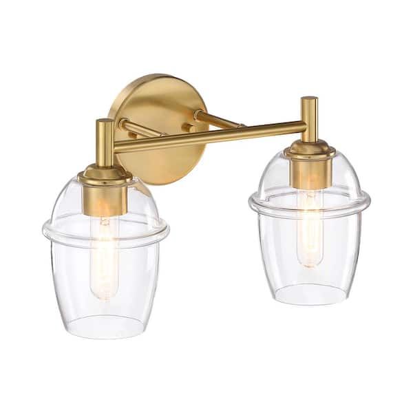Designers Fountain - Summer Jazz 16 in. 2-Light Brushed Gold Classic Vanity Light with Clear Glass Shades