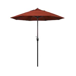 7.5 ft. Bronze Aluminum Market Auto-Tilt Crank Lift Patio Umbrella in Terracotta Sunbrella