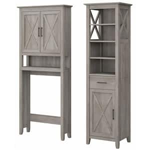 Key West 18.9 in. W. x 15.67 in. D x 68.11 in. H Gray Particle Board Freestanding Linen Cabinet in Driftwood Gray