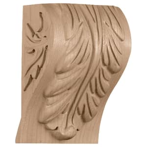 3-1/4 in. x 2-3/4 in. x 5 in. Red Oak Extra Small Block Acanthus Leaf Corbel