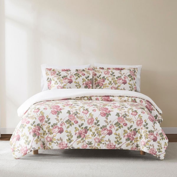 Lush Decor Vintage Rose 3-Piece Dusty Rose Microfiber King/Cal King Comforter Set