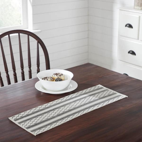 VHC Brands Down Home 12 in. W x 36 in. L Black White Chicken Wire Cotton Table Runner