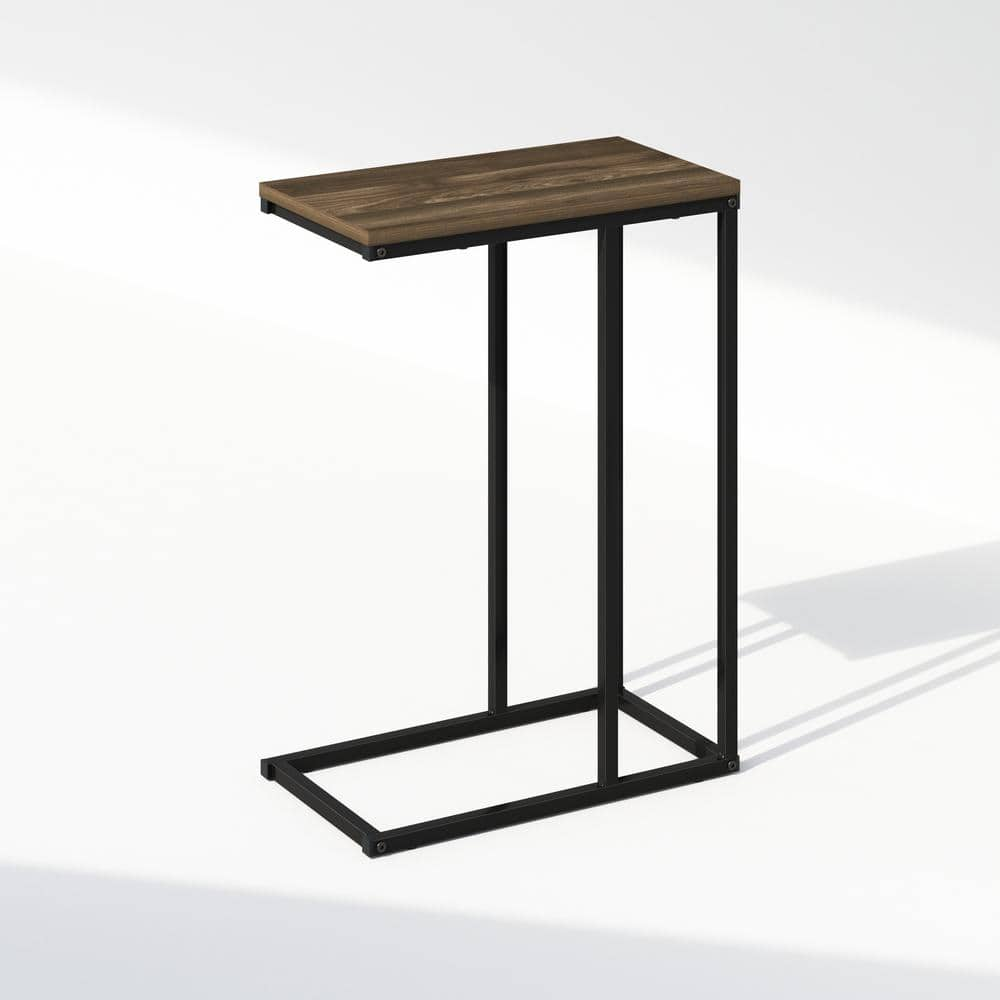 Furinno 17.72 in. Columbia Walnut Rectangle Wood End Table with Metal Frame