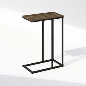 17.72 in. Columbia Walnut Rectangle Wood End Table with Metal Frame