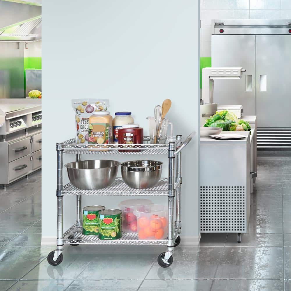 Heavy-Duty UltraZinc Steel Utility Cart with Adjustable Shelves
