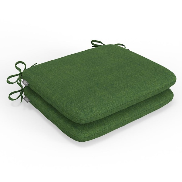 Pillow Perfect Solid Twill 18.5 in W x 3 in H Square Outdoor Chair Pad Cushion with Ties 2-Count in Green Splash