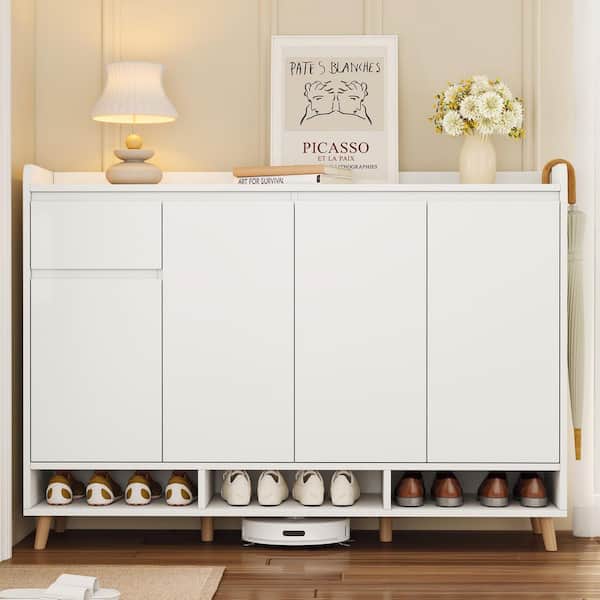 Harper & Bright Designs White Sleek and Contemporary Shoe Storage