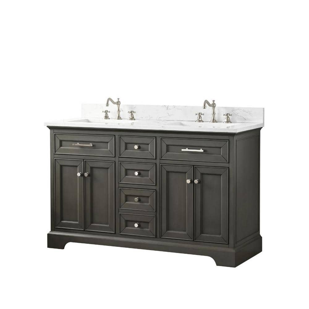 Thompson 54" Silver Gray Double Sink Freestanding Vanity