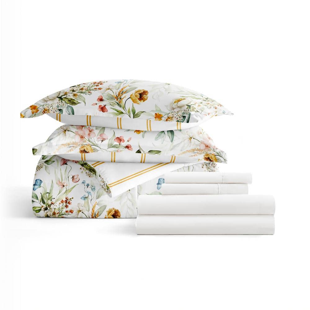 California King Floral Clay Microfiber Reversible Bedding Set