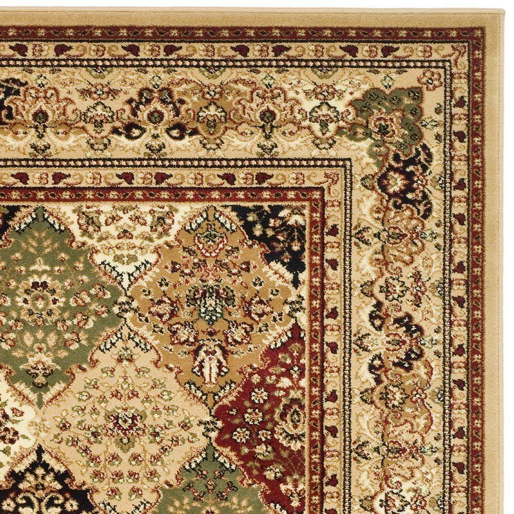Safavid Style Multi Black Synthetic Rectangular Area Rug