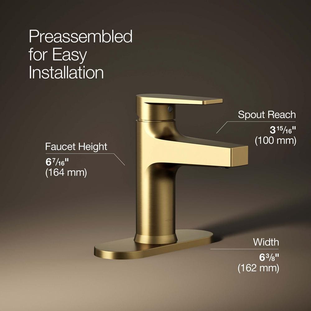 Vibrant Brushed Brass Single-Handle Bathroom Faucet with Escutcheon