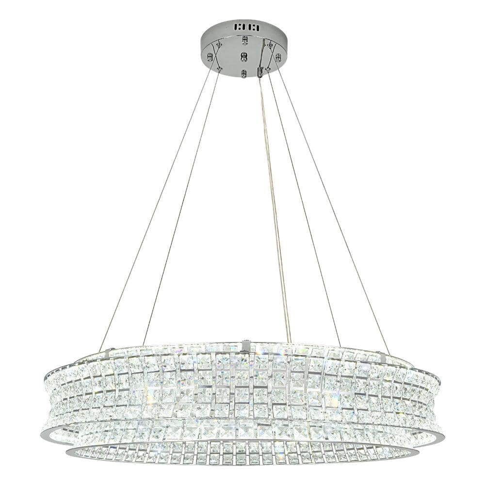 31.5 in. Modern LED Drum Chandelier with Crystal Accents price history on PriceWatchPro