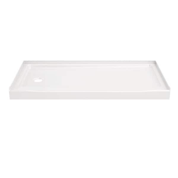 Delta Classic 500 60 in. L x 30 in. W Alcove Shower Pan Base with Left Drain in High Gloss White