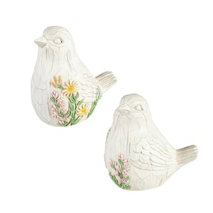 7 in. Carved Floral Resin Statuary (Set of 2)