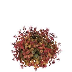 8.5" Artificial Red Mini Leaf & Berry Half Orb