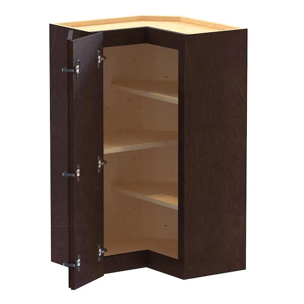 Home Decorators Collection Newport 21 in. W x 12 in. D x 36 in. H Assembled Plywood Corner Wall Kitchen Cabinet in Manganite with Shelves