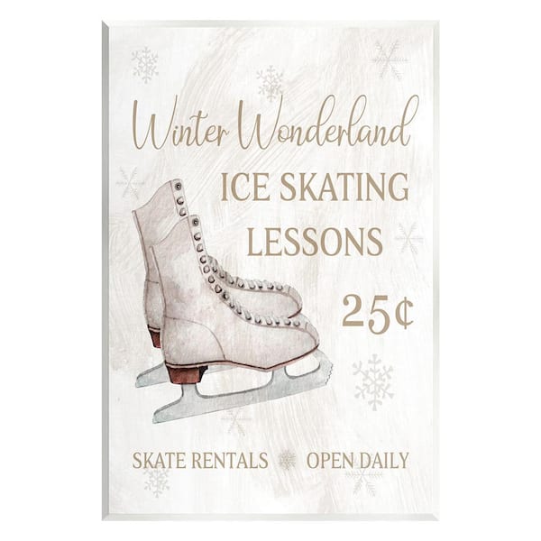 Stupell Industries Ice Skating Lessons Sign by Conrad Knutsen 1-Piece Unframed Graphic Print Typography Poster Art Print 19 in. x 13 in.