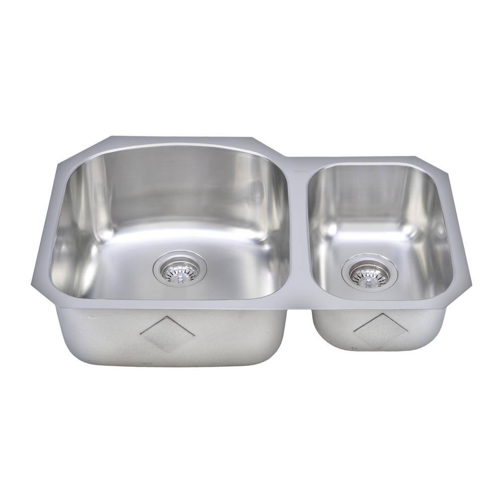 31.5'' Satin Stainless Steel Double Bowl Undermount Kitchen Sink