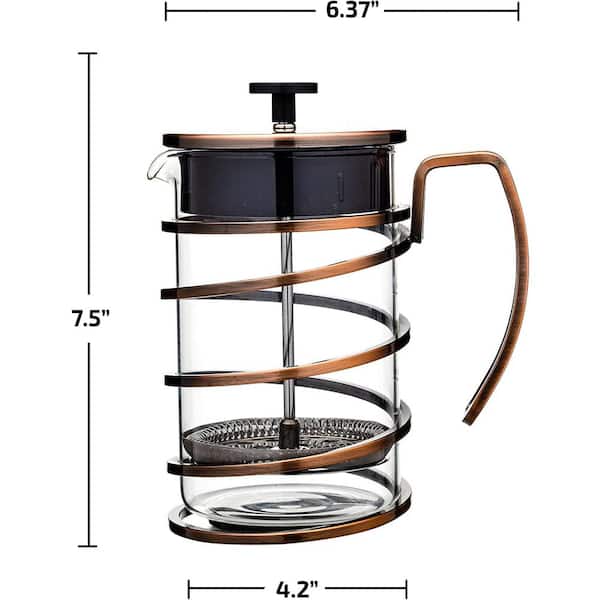 OVENTE French Press Coffee Maker, Stainless Steel Filter- Spiral Copper  Camping Hot coffee press and tea maker,34 Ounce, FSW34C FSW34C - The Home  Depot
