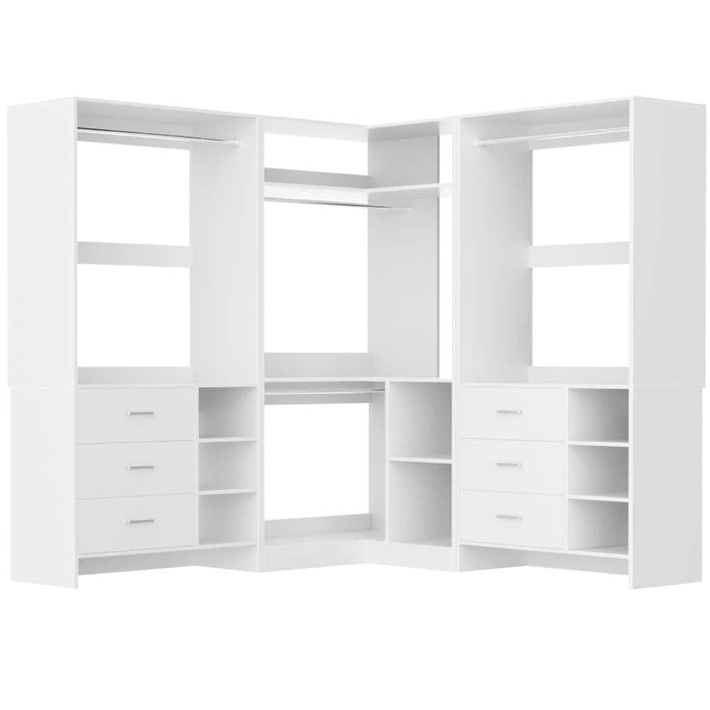 Aheaplus 92.6-in L-Shaped Walk-In Closet Systems with 6 Drawers