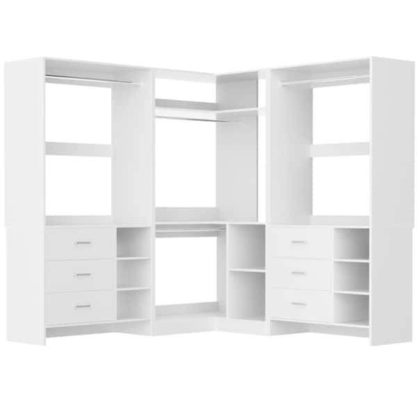 Aheaplus 92.6-in L-Shaped Walk-In Closet Systems with 6 Drawers