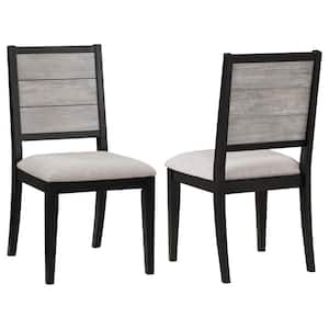 Elodie Dove Gray and Black Fabric Padded Seat Dining Side Chair Set of 2