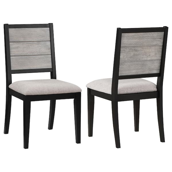 Coaster Elodie Dove Gray and Black Fabric Padded Seat Dining Side Chair Set of 2